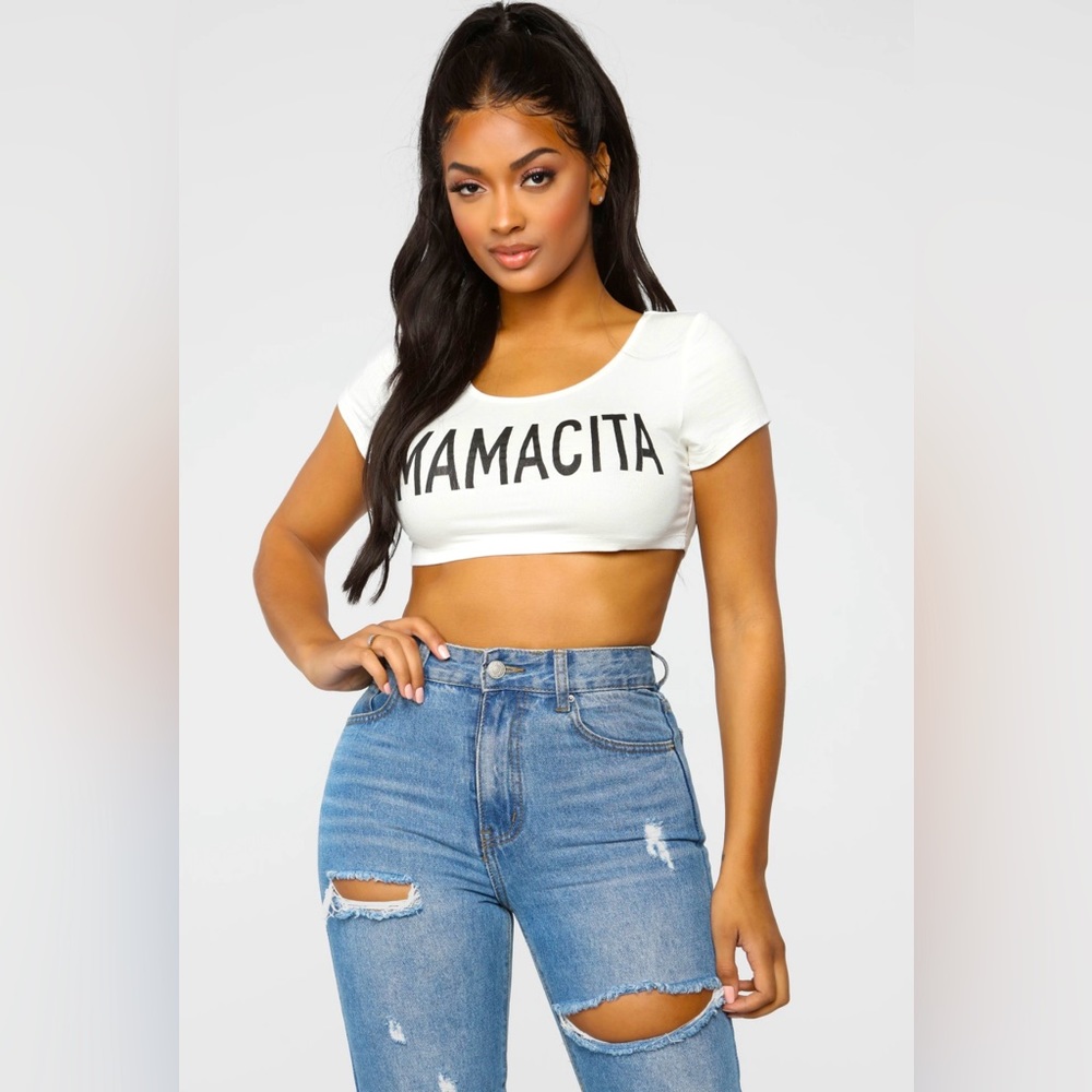 Fashion Nova Off White Mamacita Crop Top NWT